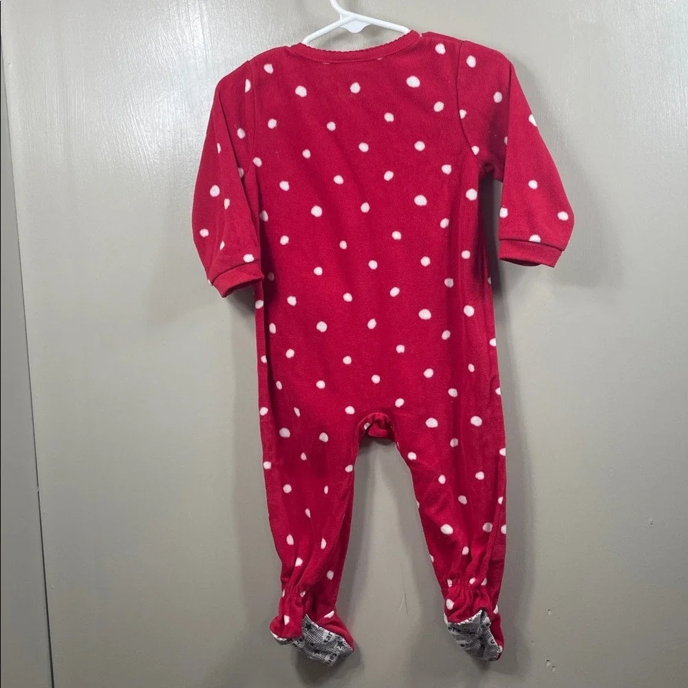 Carter's Christmas Holiday Red Polka Dot Reindeer Footed Pajamas‎